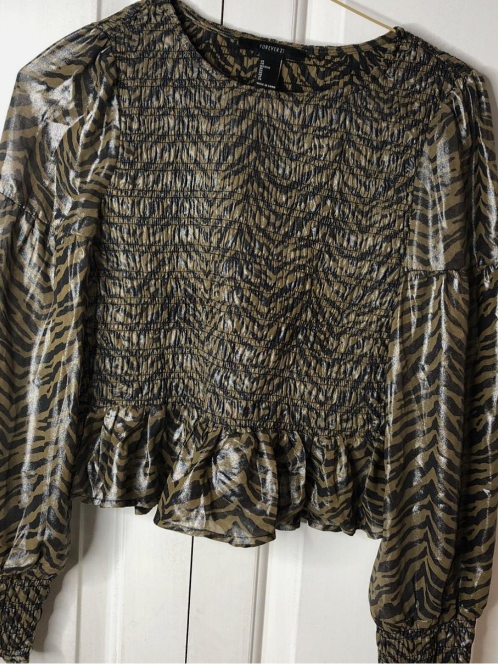 Forever 21 Long Sleeve Blouse Leopard